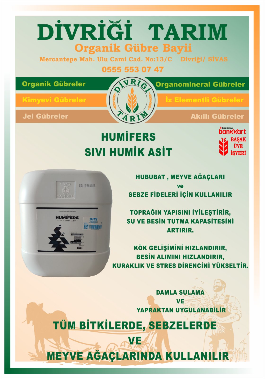 SIVI HUMİK ASİT  20 LT — İşletmeler, Divriği, Sivas