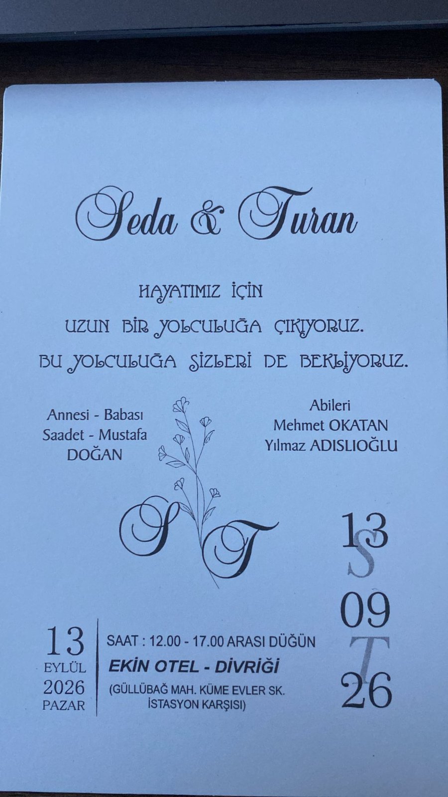 Düğün Daveti: Seda & Turan