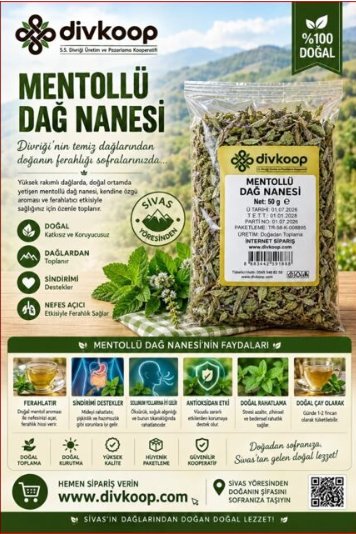 Mentollü Dağ Nanesi — Yöresel Ürünler, Merkez, Divriği