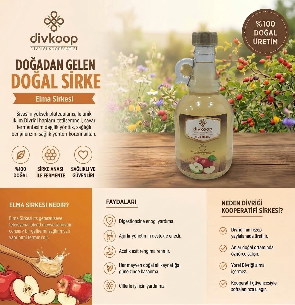 Elma Sirkesi 500 ml — Yöresel Ürünler, Merkez, Divriği