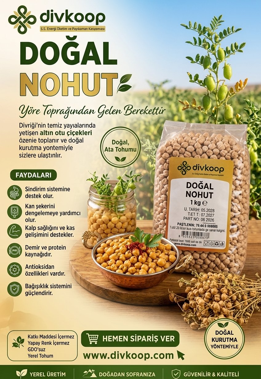 Doğal Nohut 1 kg — Yöresel Ürünler, Merkez, Divriği