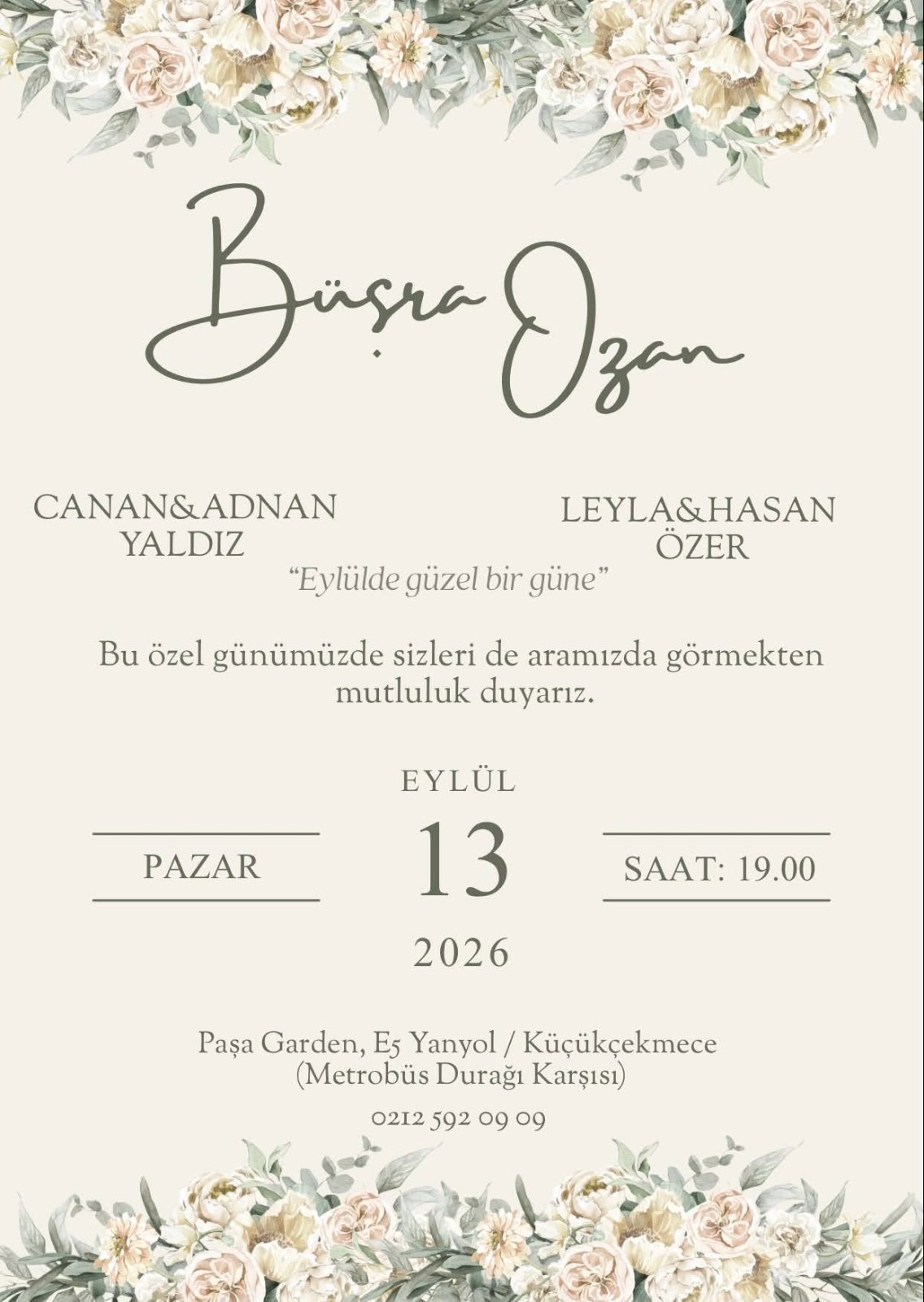 Büşra & Ozan Düğün Davetiyesi