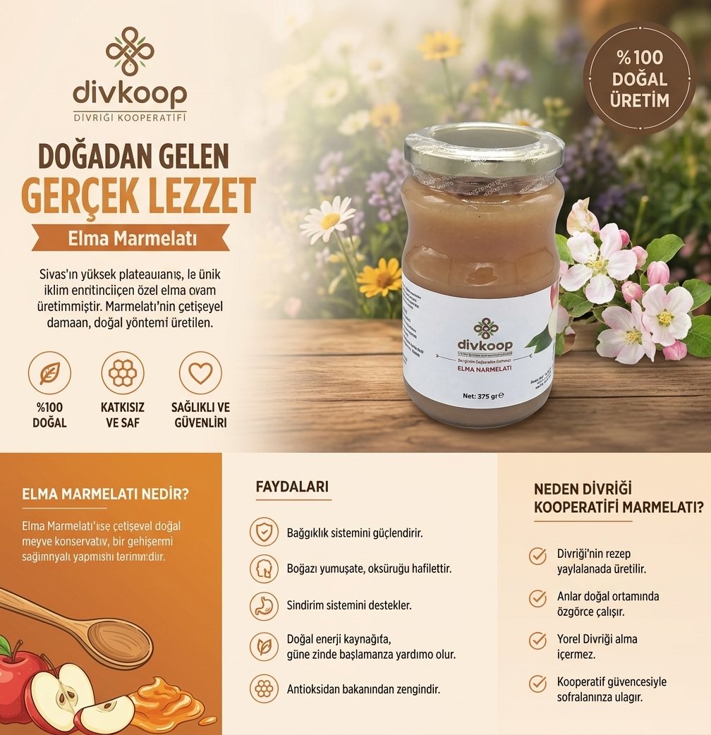 Elma Marmelatı - 375 gr — Yöresel Ürünler, Merkez, Divriği