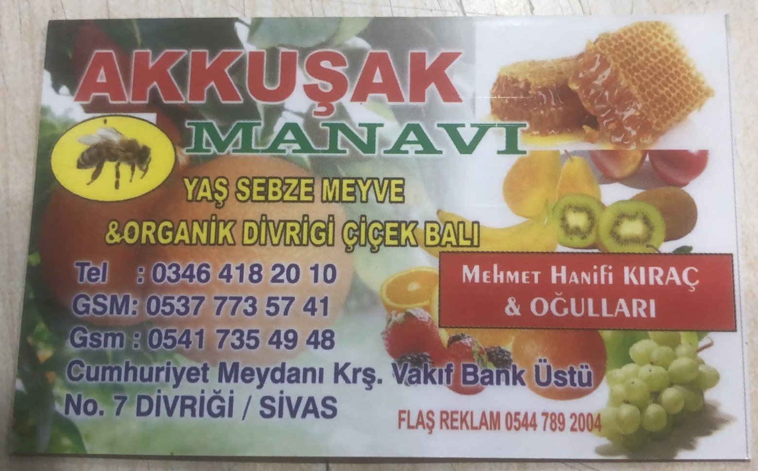 AKKUŞAK MANAVI — İşletmeler, Merkez, Divriği